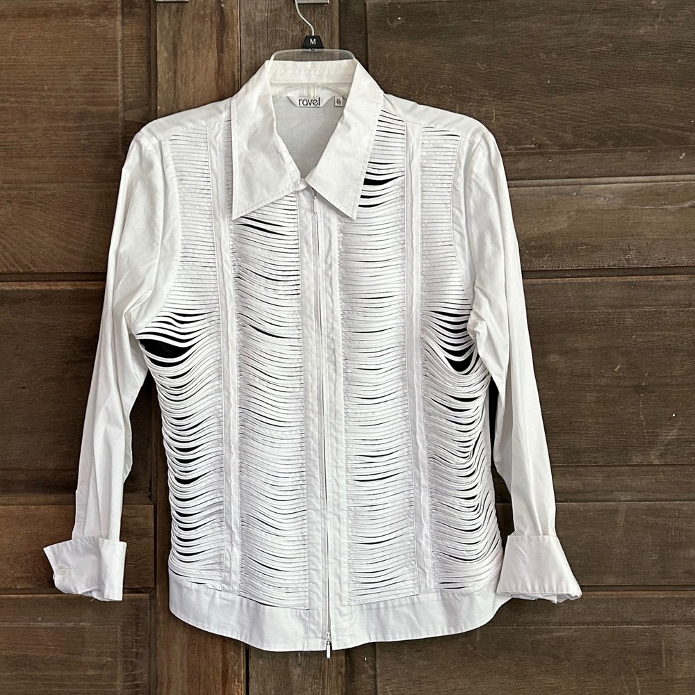 Ravel White Mesh Gothic Victorian Zip Front Cage Jacket XL TG